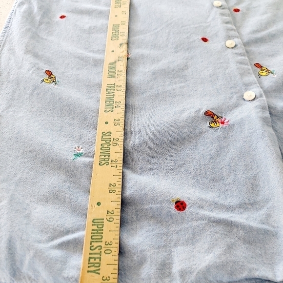 Vintage Warner Bros Tweety Denim Chambray Embroiderd Button-up Shirt Large Tunic - Picture 9 of 14